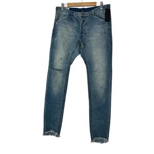 MAN X ONE TEASPOON Jeans MENS size‎ 32 Blue Button Fly Skinny Distressed New